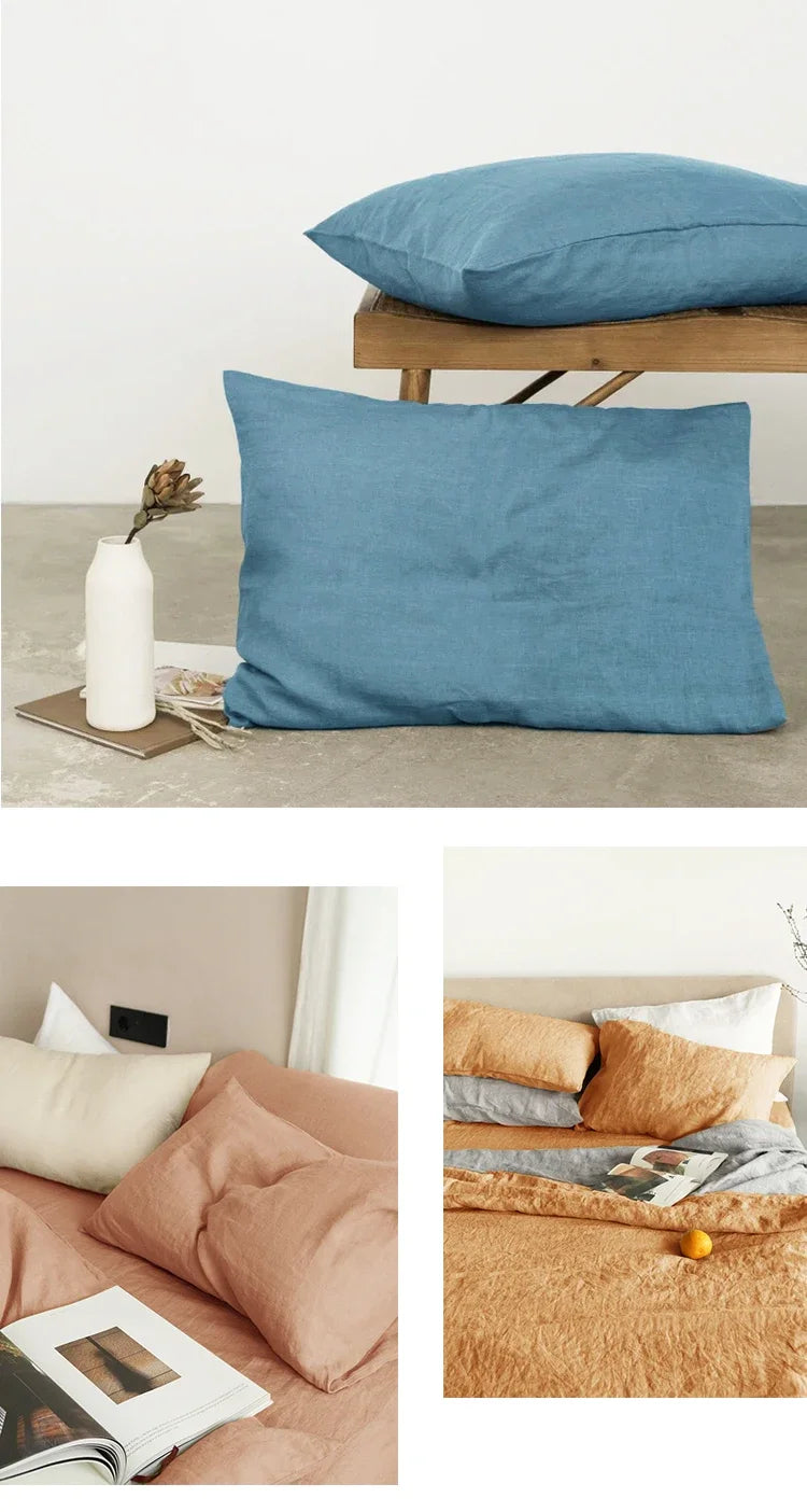 Linen Pillow Cases 100% French Natural Flax Soft Linen Envelope Pillowcases for Throw Pillows Soft and Durable All Season