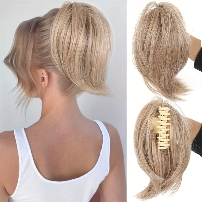 Women's Elegant Claw Messy Bun HairPiece Scrunchies Synthetic Straight Chignon Ponytail Clip-in Hair Extensions