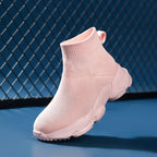 New High Top Fashion Knit Comfortable Walking Shoes Boys Girls Breathable Sneakers Kids Children Casual Sports Shoe Socks Tennis