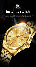 OLEVS 5593 Original Quatz Watch For Men Luxury Top Brand Stainless Steel Waterproof Auto Date HD Luminous Luxury Man Watch
