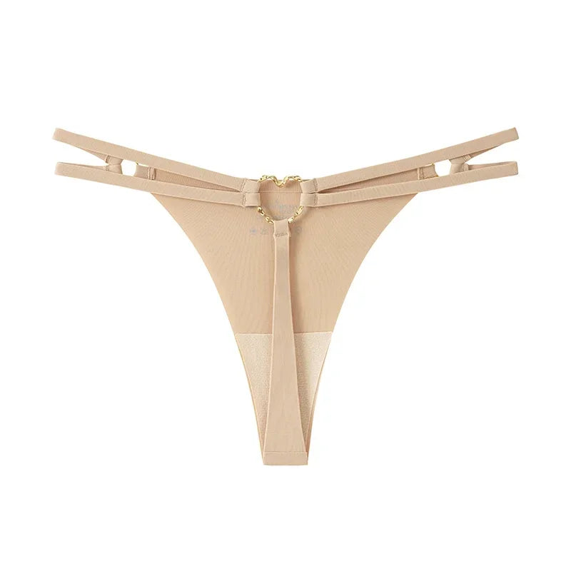 Women’S Low Rise Thong Sexy Panties Double Love Buckle Strap G-String Sports Thongs Breathable Underpants for Fine Womens Белье