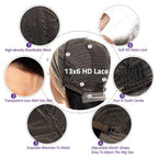 Body Wave 13x6 HD Transparent Lace Front Human Hair Wig 40 Inch Pre Plucked 220 Density 5x5 Glueless Lace Frontal Wigs for Women