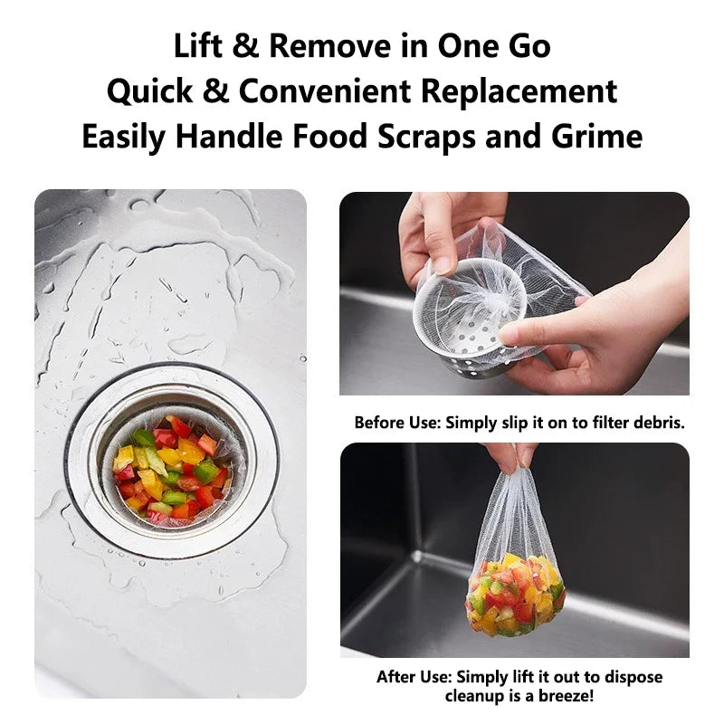 30-100Pcs Disposable Kitchen Sink Filter Sewer Drain Anti-blocking Garbage Bag Pool Leak Mesh Bag Strainer Sink Garbage Net