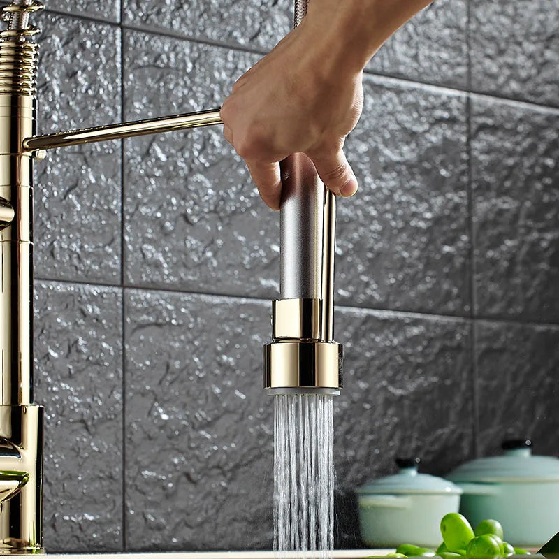 Modern Spring Pull Down Kitchen Faucet, Hot Cold Water Stainless Steel Kitchen Sink Mixer Tap, Single Handle Kitchen Sink Faucet