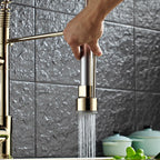 Spring Pull Down Kitchen Faucet, Hot Cold Stainless Steel Kitchen Sink Mixer Tap with Single Handle Spring Kitchen Faucets