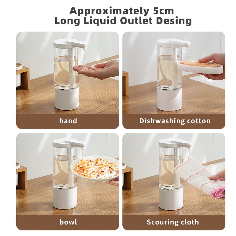Kitchen 500ml Automatic Liquid Soap Dispenser USB Rechargeable Touchless Hand High Capacity Detergent Bathroom Dispenser