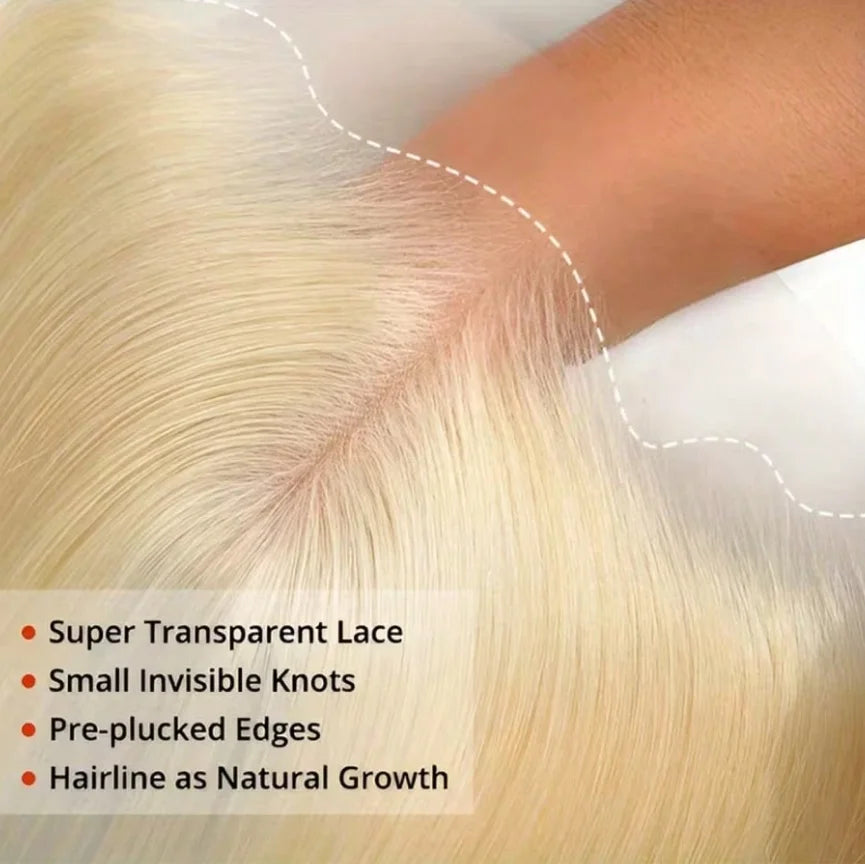 613 Honey Blonde 250% Density 13x6 HD Transparent Lace Front Human Brazilian Hair Wigs For Women Straight 13x4 Lace Frontal Wig