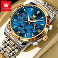 OLEVS 3639 Top Brand Original Luxury New Quartz Watch Stainless Steel Watch For Men Waterproof Luminous Moon Phase Mens Watch