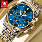 OLEVS 3639 Top Brand Original Luxury New Quartz Watch Stainless Steel Watch For Men Waterproof Luminous Moon Phase Mens Watch