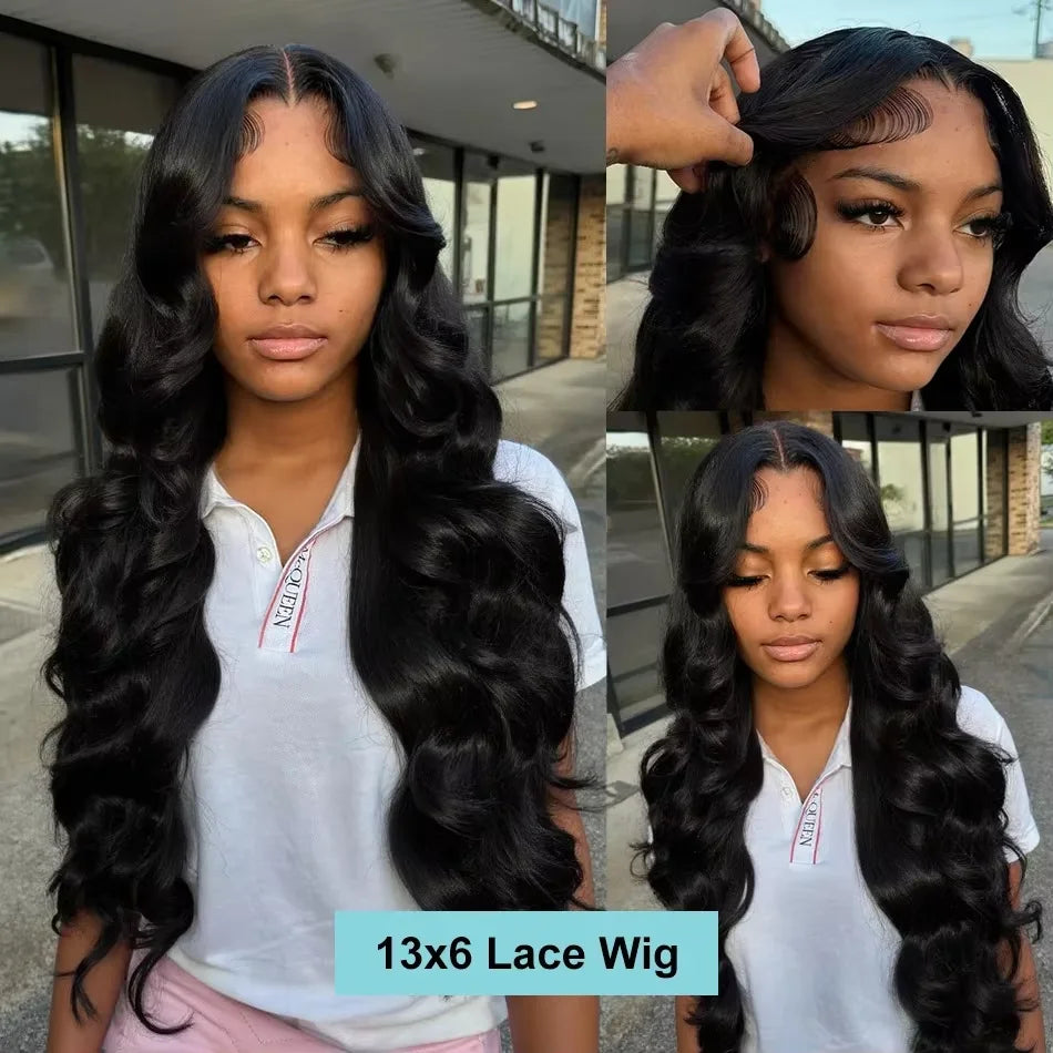 Natural Color Long Body Wave Human Hair Wig 13x6 13x4 360 7x6 HD Lace Frontal Closure 40 46 Inch Human Hair No Shed No Tangle for Women Daily Wear