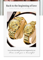 OLEVS Brand 2025 New Luxury Tourbillon Couple Quartz Watch Stainless Steel Waterproof Luminous Fashion Moon Phase Watches Lovers