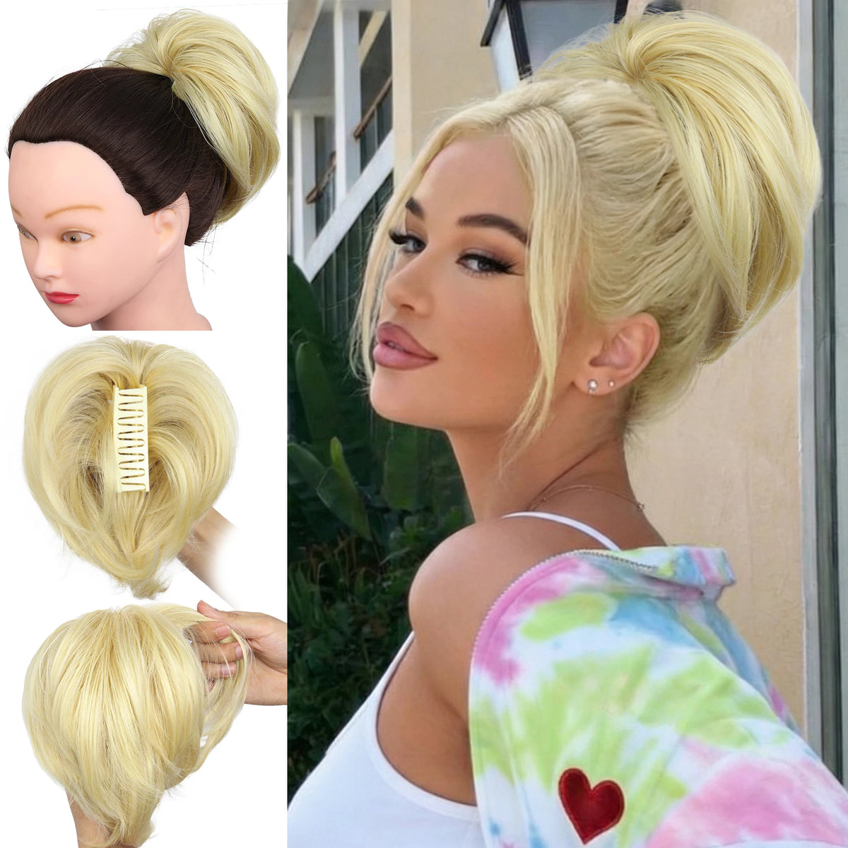 10Inch Synthetic Claw Clip In Ponytail Extensions Diy Adjustable Style Short Straight Claw Ponytail Hair Bun Heat-Resistant