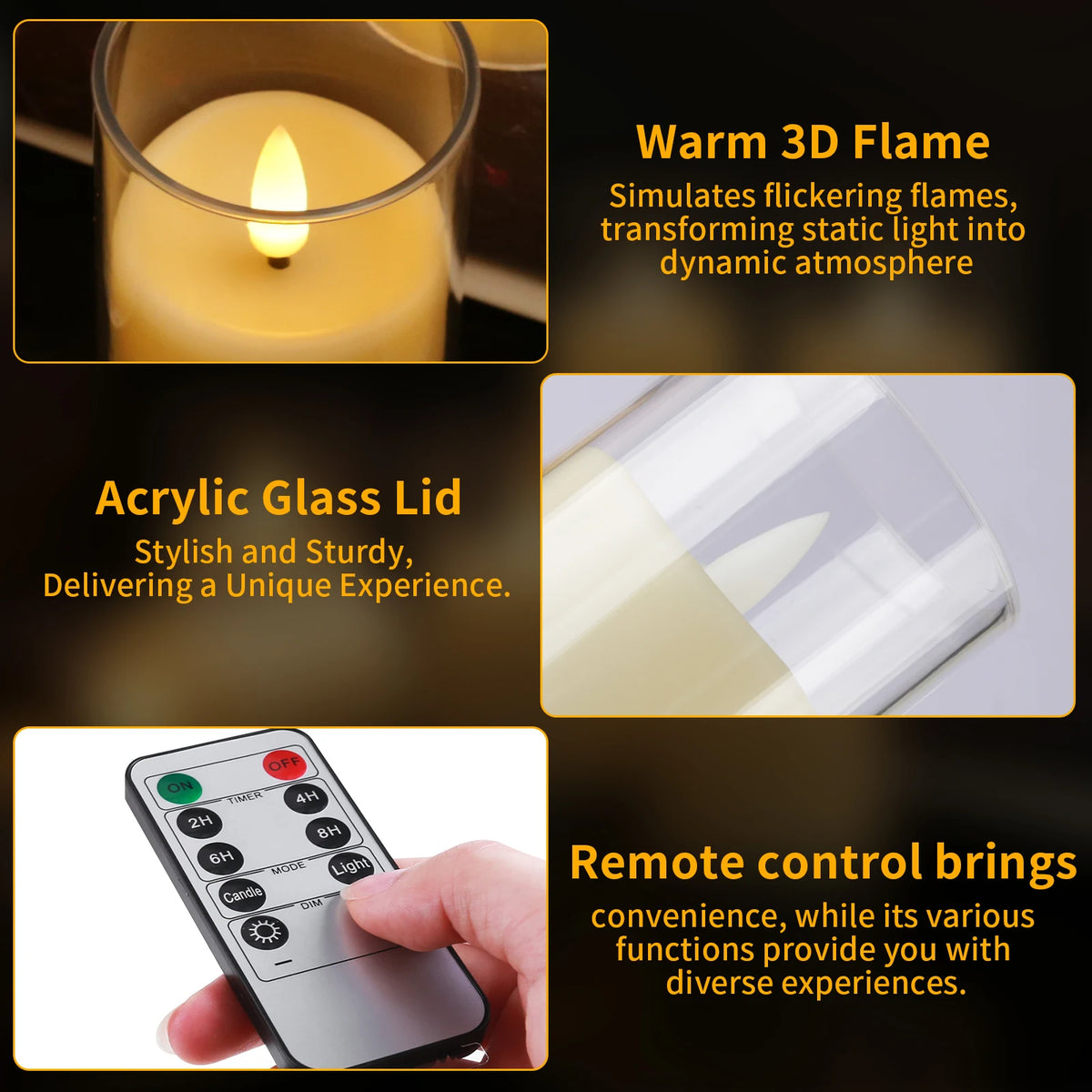 Flameless LED Electronic Candle with Remote Control LED Lighting with Flickering Flame Tea Lights Wedding Party Home Decor