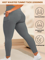 Women's High-Waisted Yoga Pants Plus Size Butt-Lifting Workout Leggings with Pockets Elastic Activewear for Gym & Running