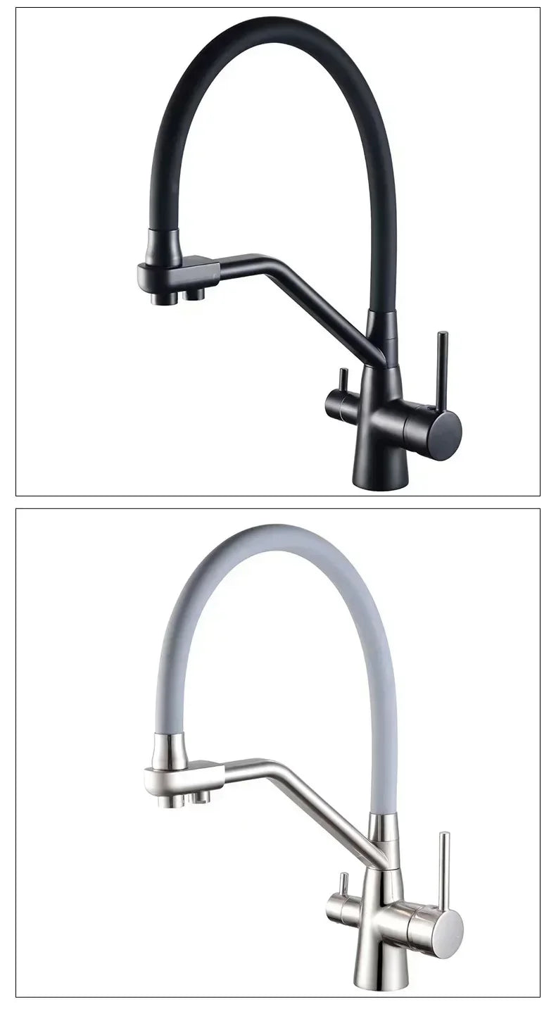360 Rotate 3-in-1 Kitchen Sink Faucet Water Filter Tap Purification Mixer for Hot Cold and Purified Drinking Water
