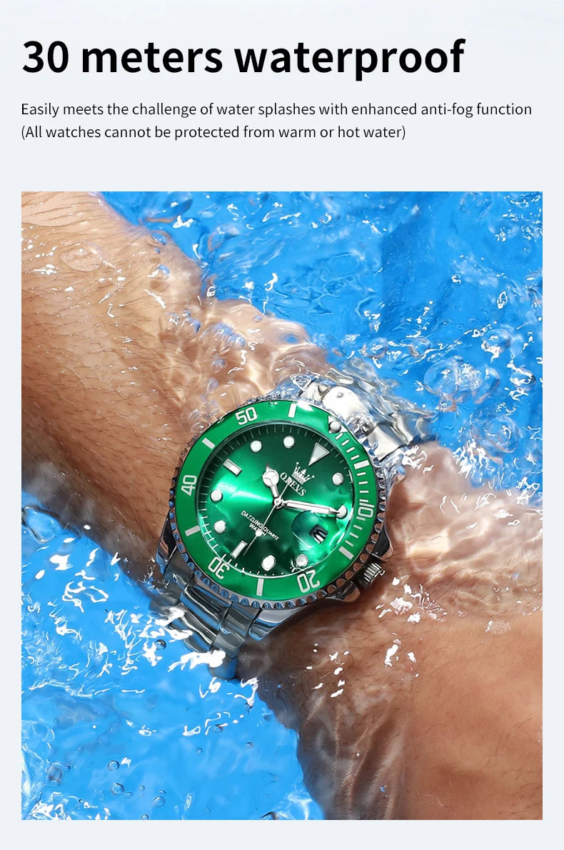 OLEVS 5885 Business Men Watch Diving Quartz Watch Luxury Stainless Steel Waterproof Luminous Automatic Date Men Original Watch