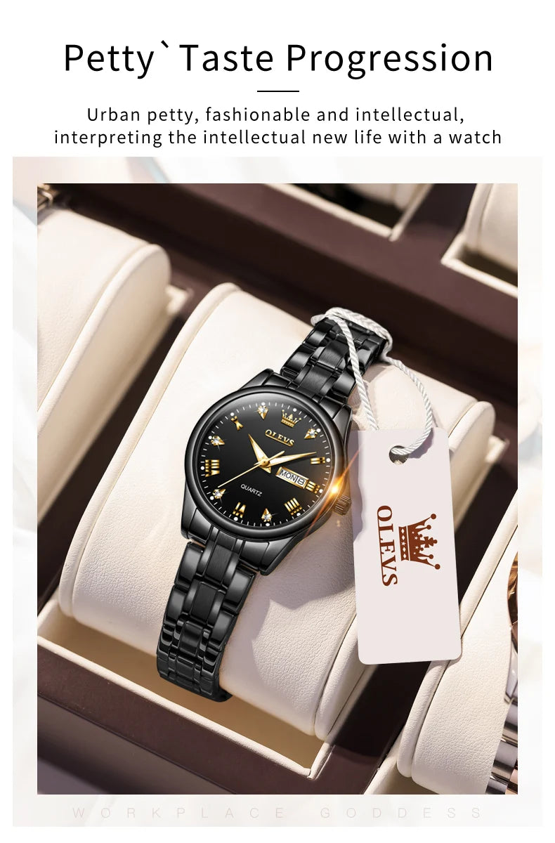 OLEVS 5563 Top Woman Watch Classic Business Diamond Scale Calendar Waterproof Ladies Wristwatch Original Quartz Watch for Women
