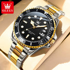OLEVS 5885 Men's Watches Business Stainless Steel Strap Green Quartz Watch Waterproof Calendar Luminous High Quality Wristwatch