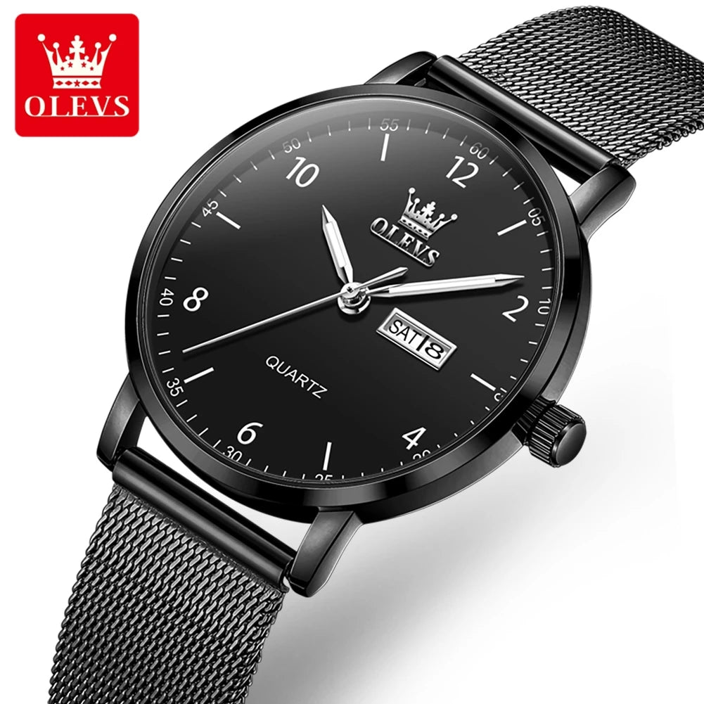 OLEVS Brand Original Fashion Slim Quartz Watch Women Elegant Watches Stainless Steel Waterproof Week Date Watches For Woman