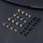 12 Pairs Stainless Steel Stud Earrings for Men Hypoallergenic Earring Unisex Studs Inlaid Cubic Zirconia Men Earrings Hoop