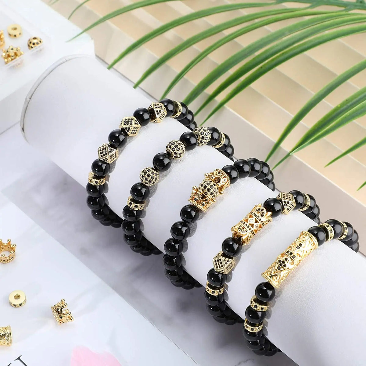 3pcs Micro Pave Zirconia Beads Heart Skull Shape Metal Cubic Zircon Beads for DIY Bracelet Necklace Design Jewelry Crafts Making