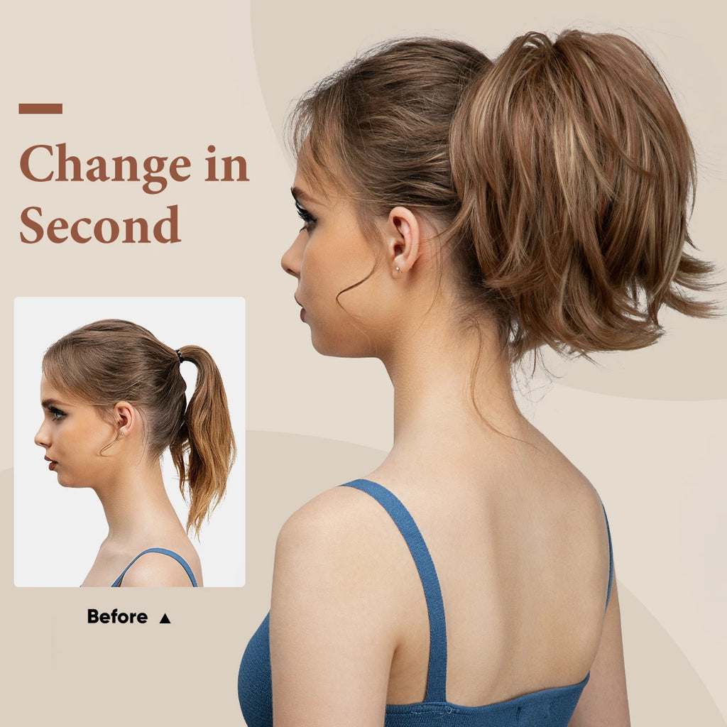 SARLA Synthetic Diy Claw Clip In Ponytail Extension Hairpiece Hair Bun Fake Blonde Hair False Pigtail for Women