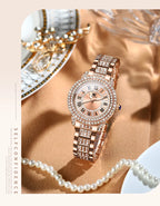 OLEVS 9943 Fashion Ladies Watch Full Diamond Roman Dial Waterproof Elegant Original Quartz Wristwatch For Women
