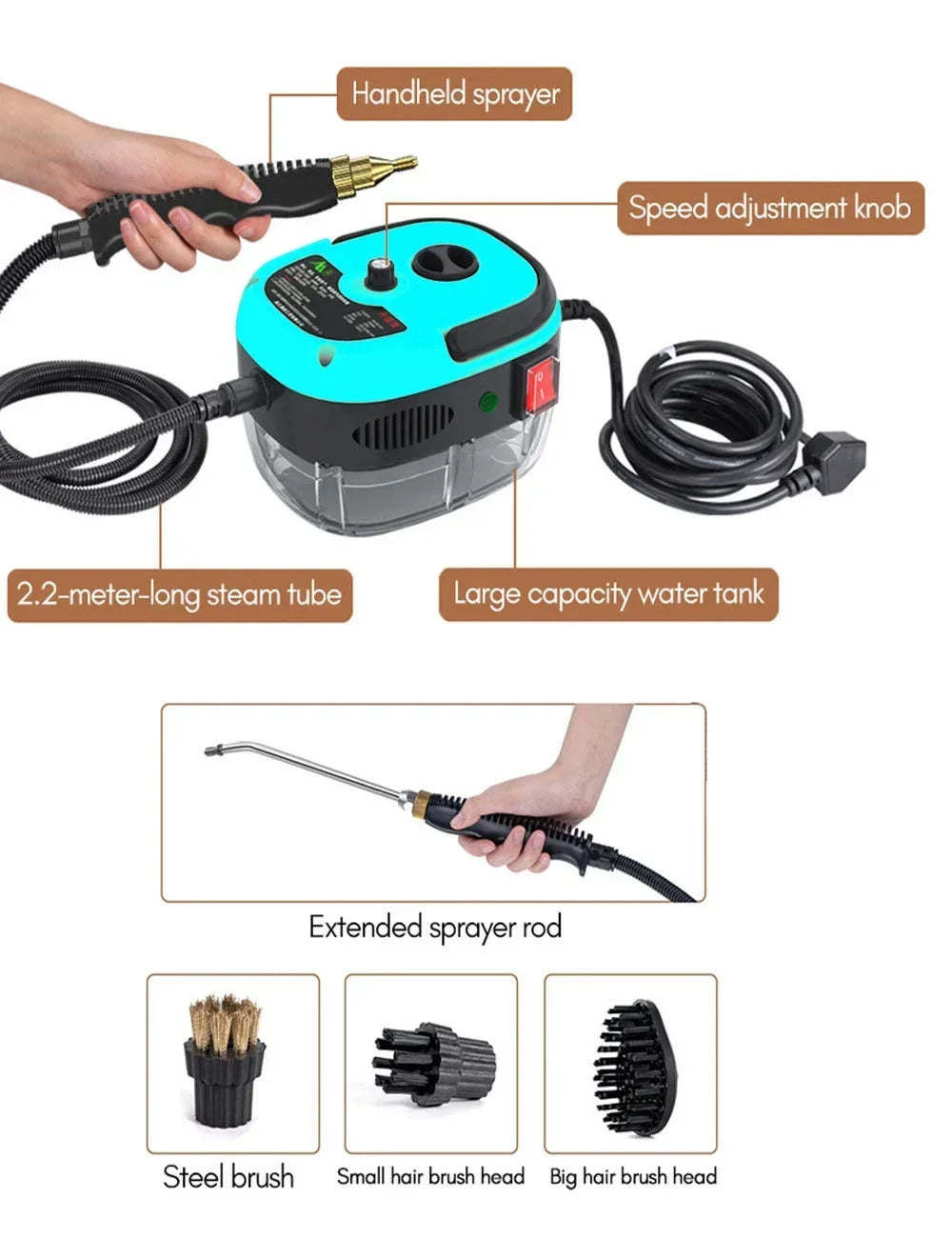 Car Cleaning Tools Car Jet Washer Gun Hand-held Car Steam Cleaner for Home Air Conditioning Kitchen Hood Auto Engine Compartment