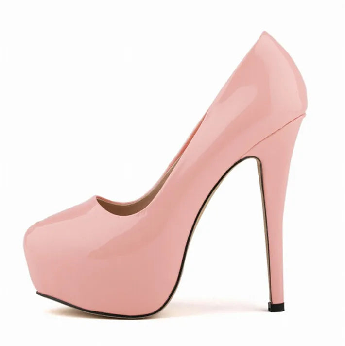 Sexy High Platform Party Shoes 2026 New Women Concise Solid Patent Leather High Heels Shoes Fashion Shallow Wedding Shoes Woman