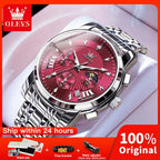 OLEVS 2892 Mens Watch Original Business Quartz Watch Moon Phase Multifunctional Chronograph Watches For Men With Box Reloj New