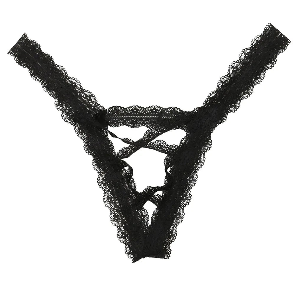 Sexy G-String Lingerie Thongs For Women Lace Flowers Hollow Out Low Waist Underwear Panties T-Back Intimates Cotton Lingerie