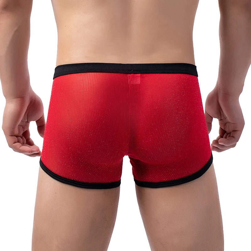 Men's Underwear Mesh Breathable Boxers Shorts Low Waist Soft and Comfortable Casual Panties