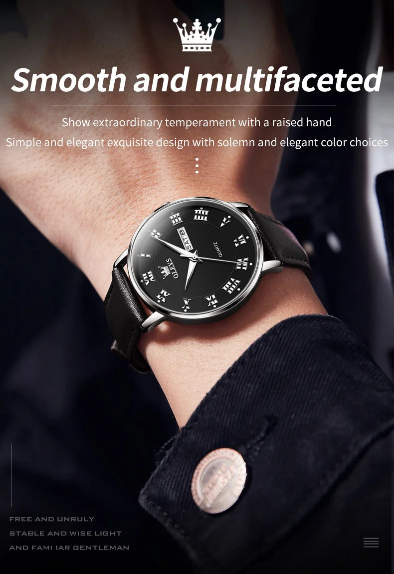 OLEVS 2920 Men Watch Fashion Business Roman Scale Waterproof Clock Luxury Brand Quartz Watch Leisure Calendar Week Men Watch