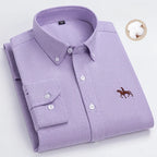 Plus Size 6XL 100% Cotton Long-Sleeve Shirts for Men Oxford Slim Fit Formal Shirt Without Pocket White Office Elegant Clothes