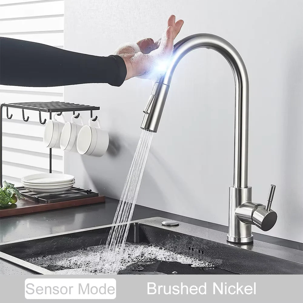 Pull Out Intelligent Touch Kitchen Sink Faucet With Hot And Cold Mixing Sink Faucet That Can Rotate 360 Degrees
