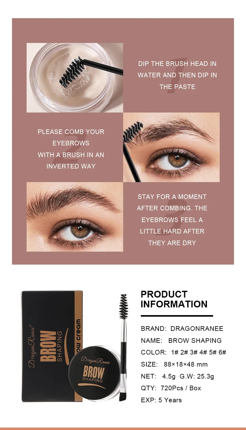 6 Color Wild Eyebrow Styling Cream Eyebrow Shaping Gel Soap Wax Clear Eyebrow Cream Tint Brow Lift With Brush