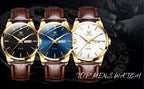 OLVES 6898 Top Brand Men's Watches Original Simple Quartz Wristwatch for Man Waterproof Leather Strap Business Watch Casual