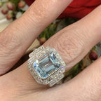 Luxury Female Rings 925 Sterling Silver Square Sea Blue Zircon Rings for Women Men Love Anniversary Jewelry Girlfriend Gift