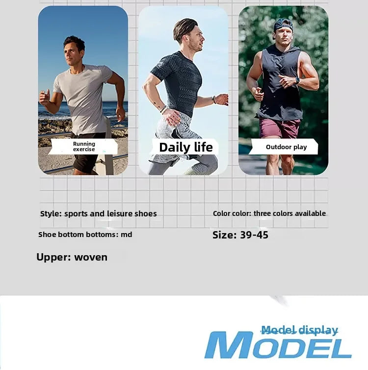 Men's Running Shoes Breathable Mesh Shock Absorption Hollow Out Sole Lightweight Sports Sneakers Non-slip Walking Shoes