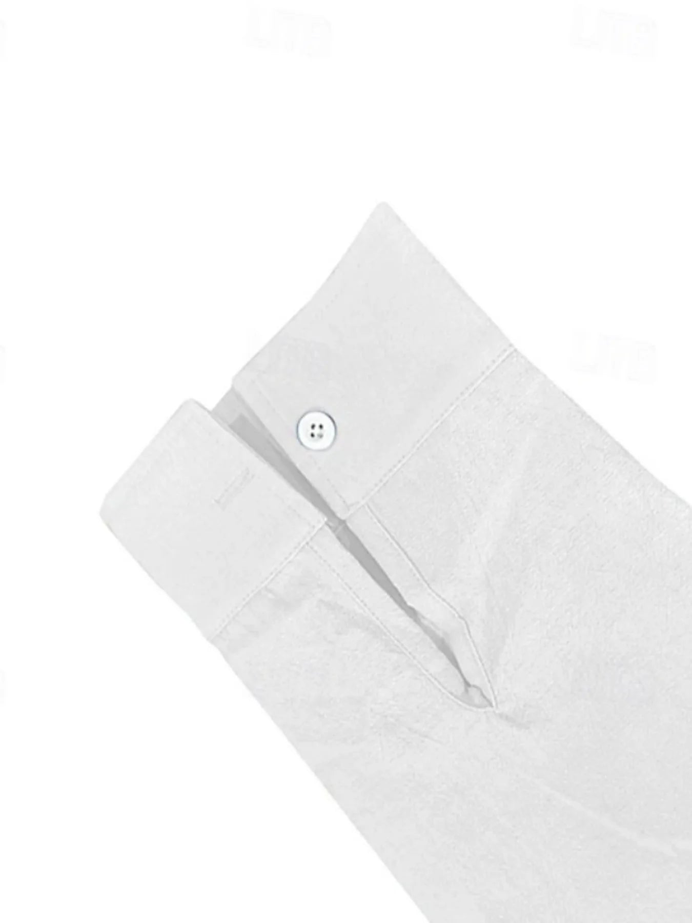 Minimalist Men's White Linen Button-Down Shirt, Stand Collar, Modern Office & Weekend Essential