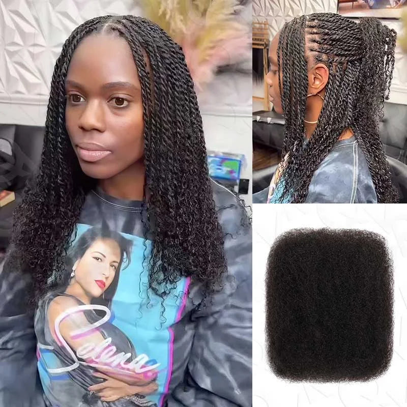 QVR Afro Kinky Bulk Hair No Attachment 50g Afro Curly Bulk 100% Human Hair Unprocessed Virgin Remy Braiding Hair for Dreadlocks