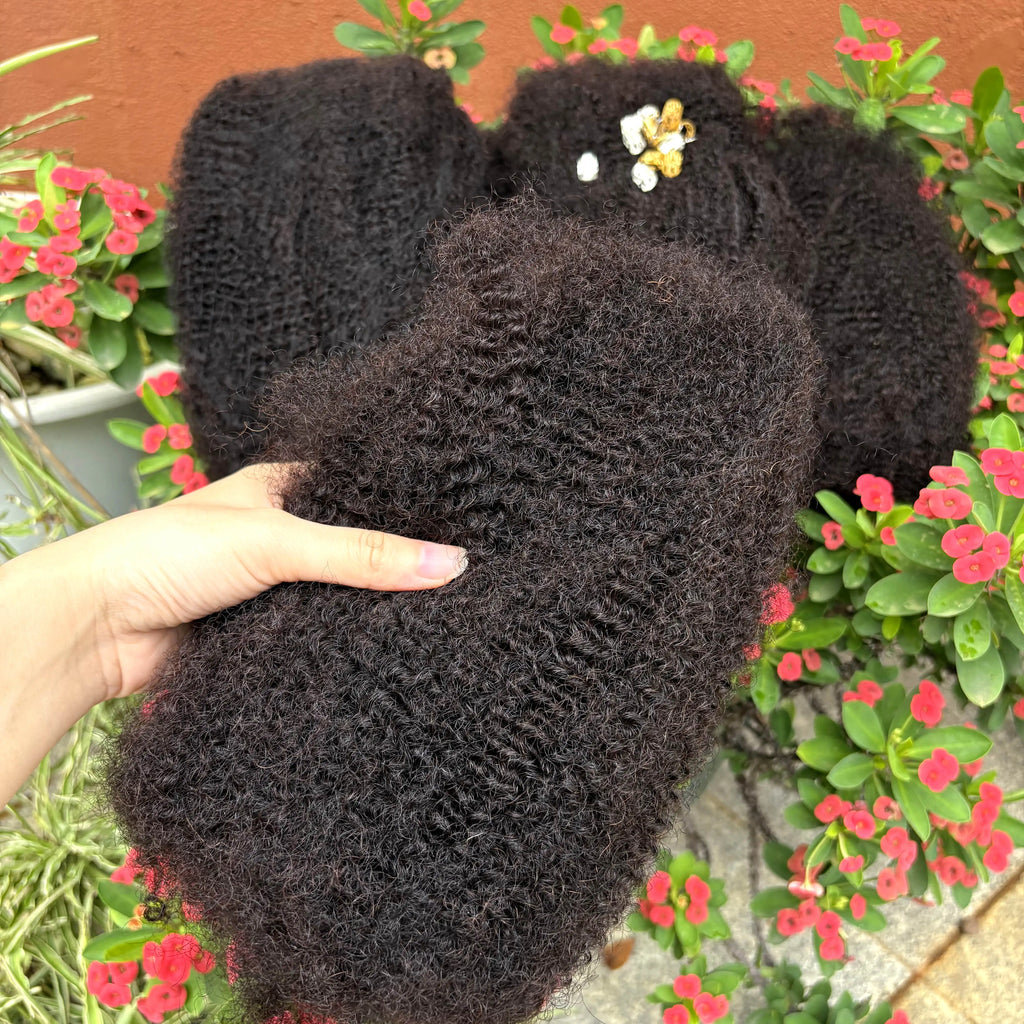 10-16Inch Natural 4C Afro Kinky Curly Bulk Human Hair Extensions No Weft Brazilian Remy Bulk for Locs Braiding Hair