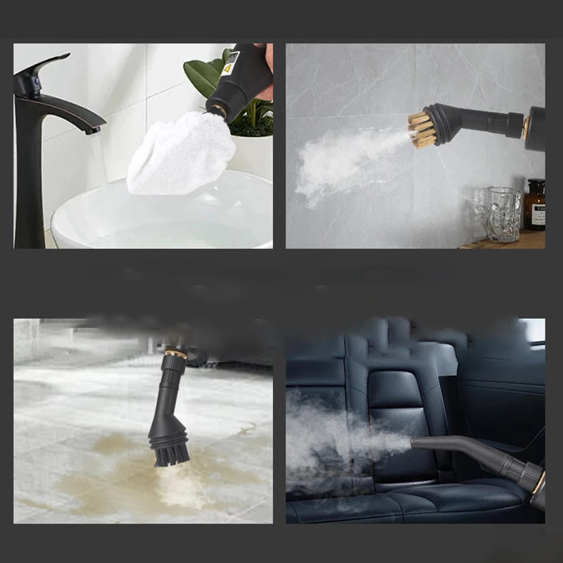 Electric Steam Cleaner 2500W High Pressure Portable Cleaning Machine with Glass Brushes, Car Seats Steam Home Use Kitchen Floors