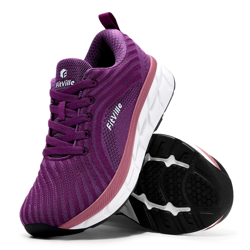 FitVille Women's Sports Shoes Wide Toe Running Jogging Shoes for Women Breathable Casual Gym Trainer Ladies Sneakers Comfort
