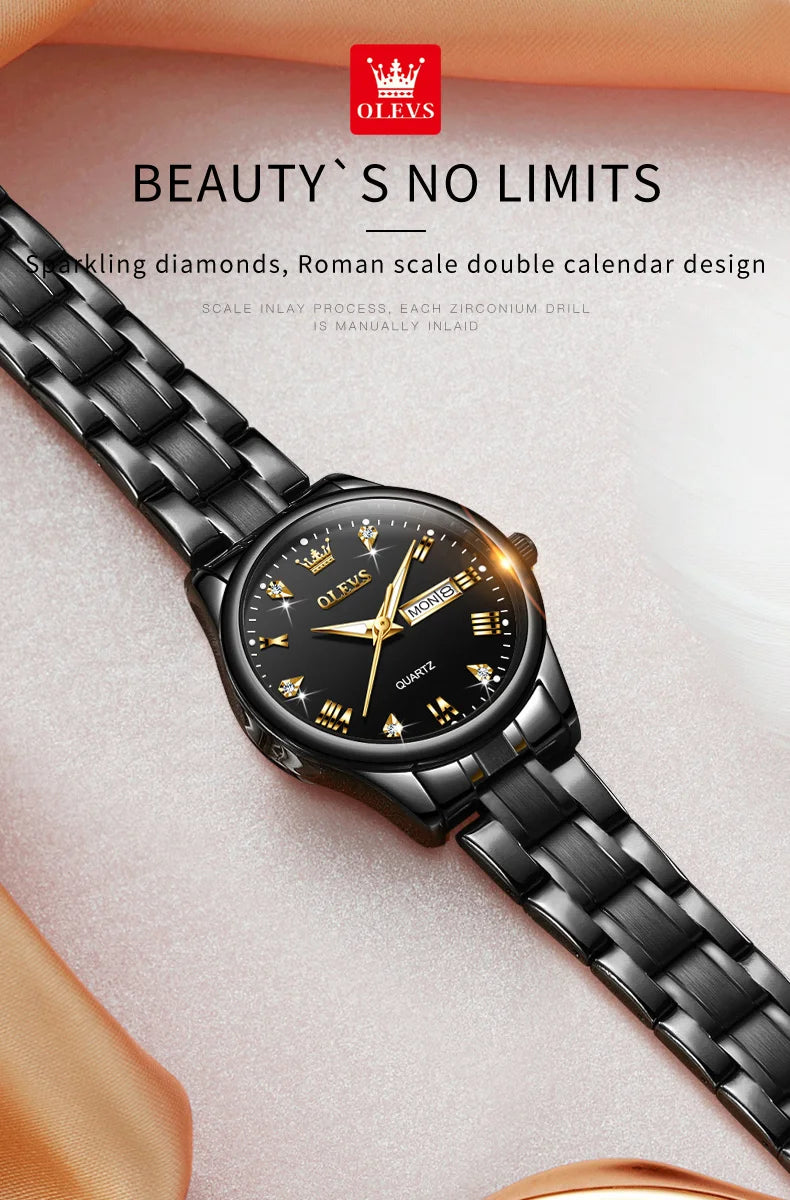 OLEVS 5563 Top Woman Watch Classic Business Diamond Scale Calendar Waterproof Ladies Wristwatch Original Quartz Watch for Women