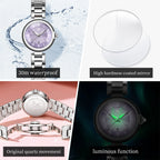 OLEVS Elegant Fashion Women's Watches Luxury Brand Quartz Watch for Ladies Waterproof Stainless Steel Luminous Date Wristwatch