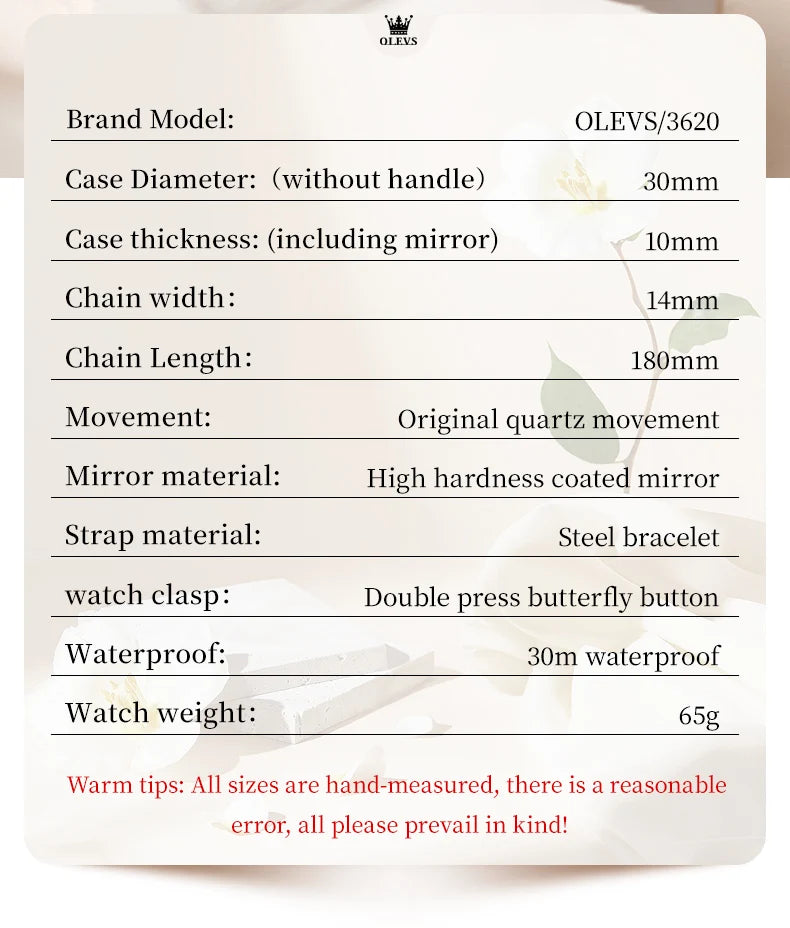 OLEVS 3620 Women Watch Luxury Brand Diamond Quartz Watch Fashion Automatic Calendar Waterproof Women Watch Bracelet Set Reloj