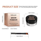 Lakerain Brow Pomade with Dual-Ended Brush Long-Lasting Waterproof Sweatproof Natural Smooth Eyebrow Brow Pencil Makeup