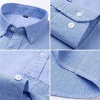 100% Cotton Men's Oxford Shirt Long Sleeve Embroidery Horse Logo Casual Solid Business Regular-Fit Formal Social Blouse Plus 6XL