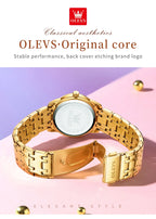 OLEVS 5513 Women's Watches Diamond Dial Dual Calendar Display Stainless steel Ladies Watch